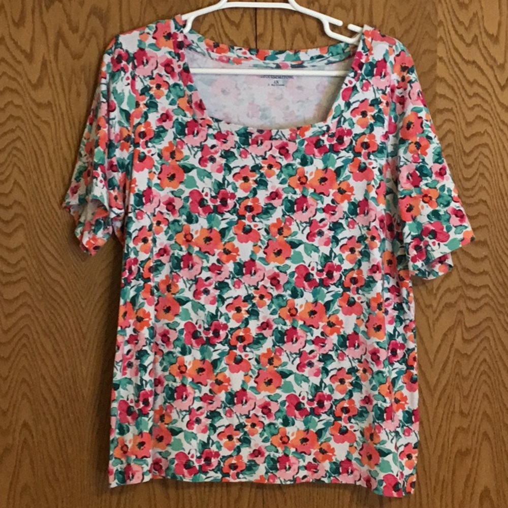 Floral Square Neck Tee Shirt